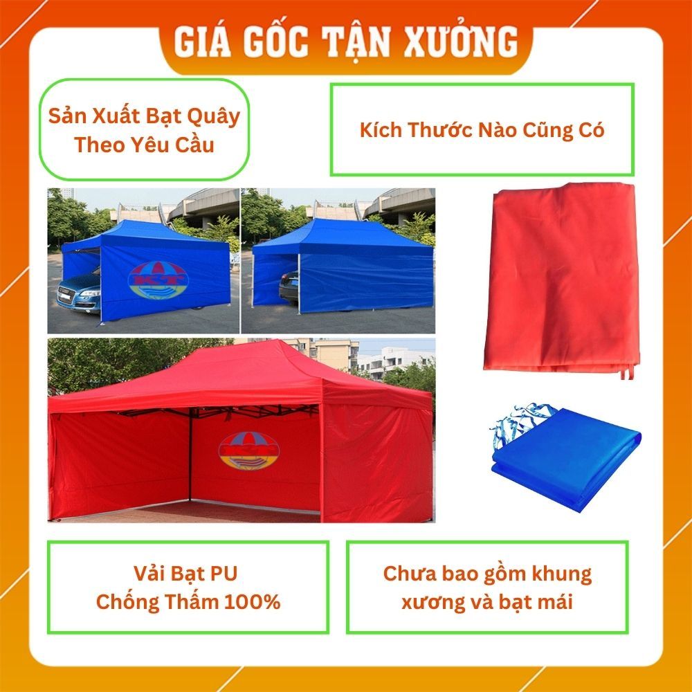 Tấm Bạt Quây Vải, Phủ Nhà Lều Bạt Di Động 3M x 3M Che Mưa, Che Nắng Xung Quanh (Không Bao Gồm Khung Và Bạt Mái)