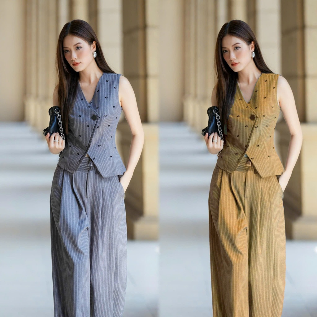 Set Gile Họa Tiết Trái Tim Vạt Chéo Hàng Thiết Kế JOLIE