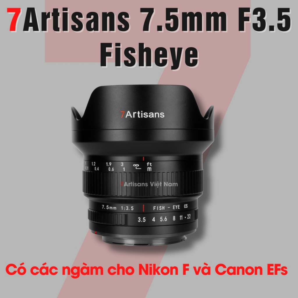 Objectif 7Artisans 7.5mm F3.5 Fisheye (Fish-eye) Ultra Grand Angle Manuel Pour Canon EF (760D Etc.)