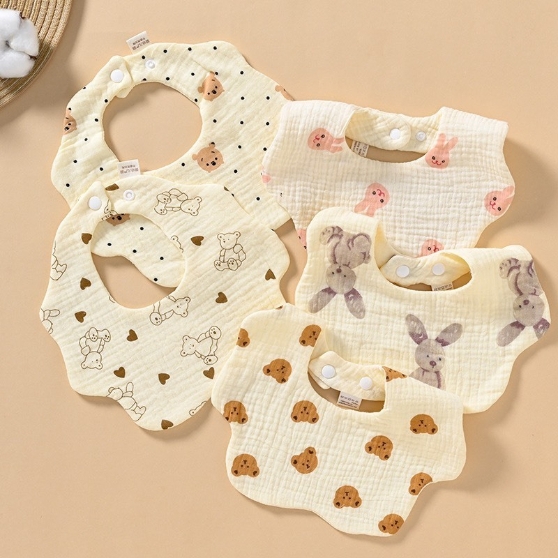 Ảnh Yếm Tròn Hình Hoa Xô Muslin Siêu Mềm, Mịn Cho Bé Từ Sơ Sinh Đến Khi Ăn Dặm 2