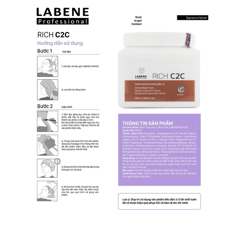 Ảnh Kem Ủ Tóc Collagen Labene Bổ Sung Dưỡng Chất Cho Tóc, Phục Hồi Tóc Khô Sơ Hư Tổn, Cho Tóc Bóng Mượt | LABENE OFFICIAL 2