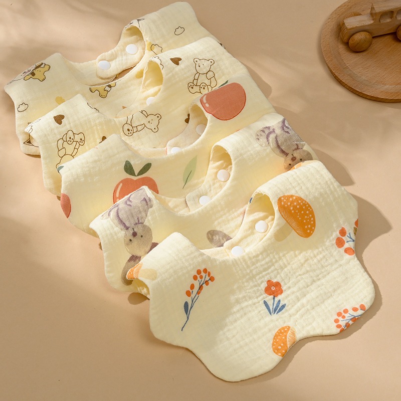 Ảnh Yếm Tròn Hình Hoa Xô Muslin Siêu Mềm, Mịn Cho Bé Từ Sơ Sinh Đến Khi Ăn Dặm 1