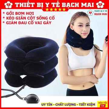 Dụng Cụ Kéo Giãn Cổ Bằng Hơi - Đai Gối Cổ Bơm Hơi Hỗ Trợ Điều trị Đai Mỏi Cổ Vai Gáy