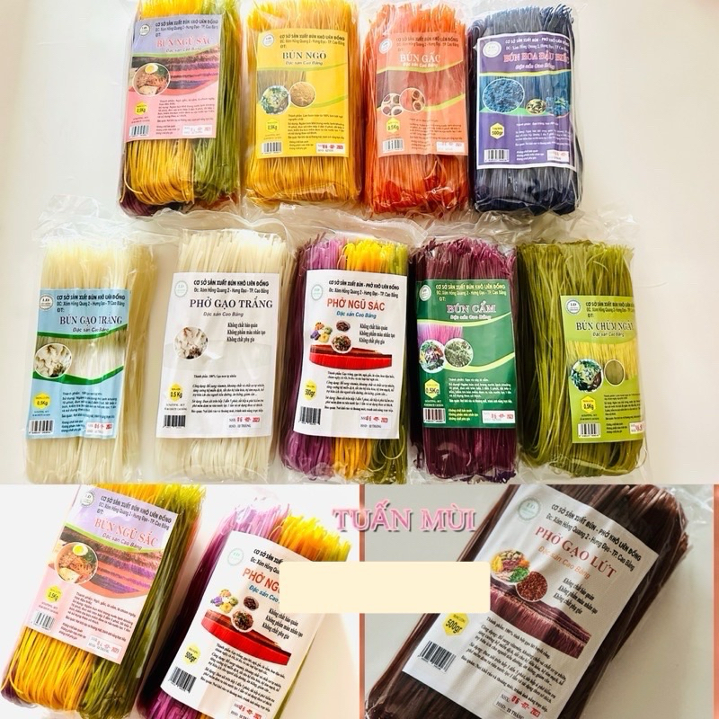 Bún Phở Ngũ Sắc Gạo Lứt Đặc Sản Cao Bằng 500g ,Thực Phẩm Ăn Kiêng ,Ăn Chay, Giảm Cân.