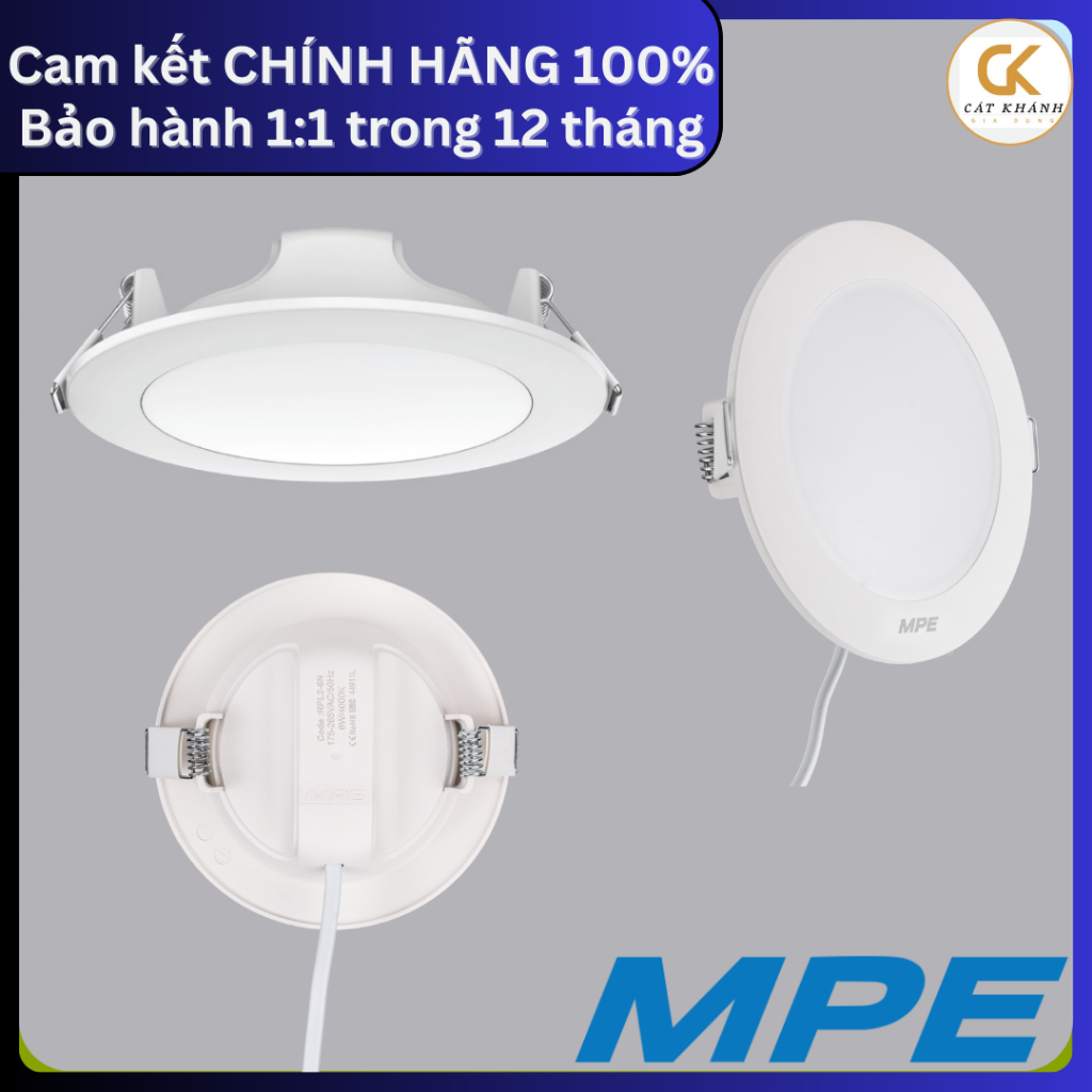 Đèn LED âm trần Panel 6W/9W/12W/18W tròn siêu mỏng MPE RPL2 - 1 màu/ 3 ...