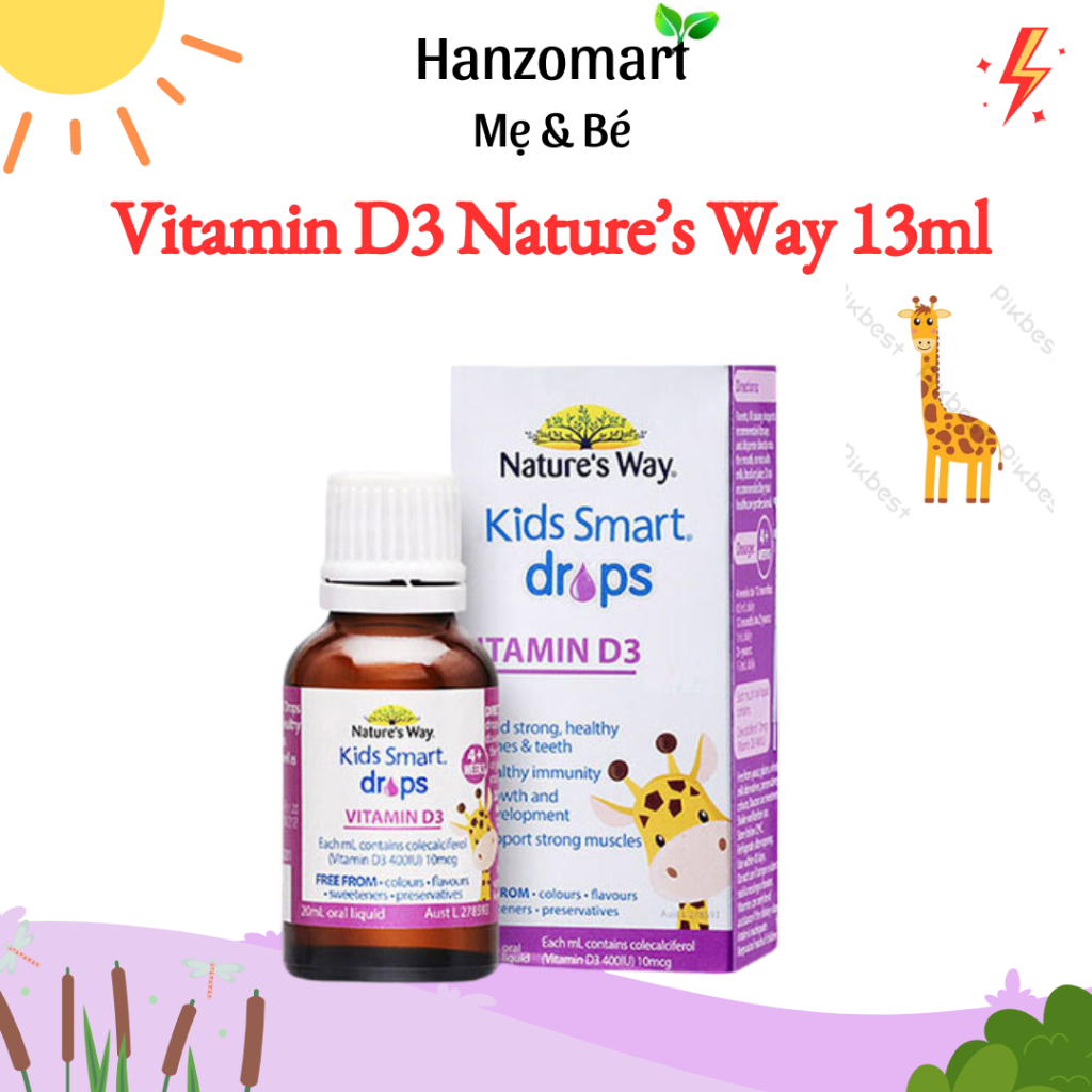 D3 Thuần Chay Organic Cho Bé Nature's Way Kids Smart Infant Drops VD3, Chiết Xuất Từ Tinh Dầu Hoa Hướng Dương - Hộp 13ml