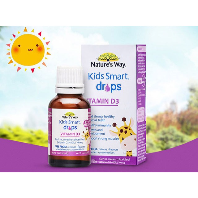 D3 Thuần Chay Organic Cho Bé Nature's Way Kids Smart Infant Drops VD3, Chiết Xuất Từ Tinh Dầu Hoa Hướng Dương - Hộp 13ml