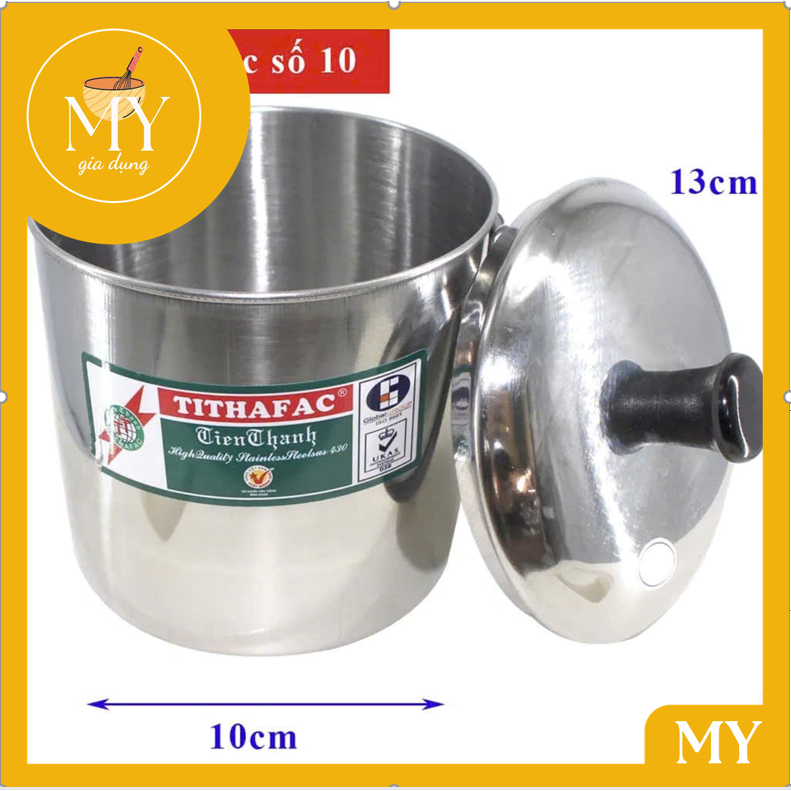 Cốc uống nước bằng inox có nắp Tithafac đủ size từ (8cm-14cm) - Ca inox đủ size sử dụng tiện lợi phù hợp cho gia đình.