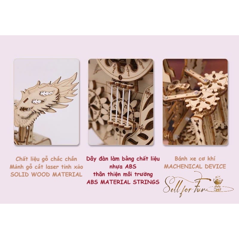 Đồ Chơi Lắp Ráp Mô Hình Gỗ 3D Hộp Nhạc Bằng Gỗ Đàn AIC Angel Cello Đôi Cánh Thiên Thần