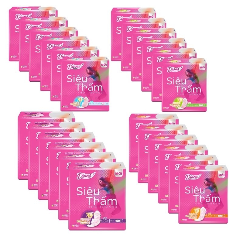 Bộ 6 gói Băng vệ sinh Diana siêu thấm dầy/ mỏng đủ loại(bảo bì thay đổi theo đợt)