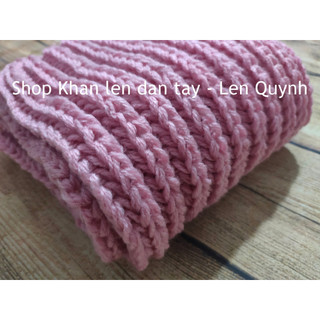 KHĂN LEN ĐAN TAY MÀU HỒNG DÂU - kiểu đan cốt ăng lê - len Vĩnh Thịnh sợi to - quà tặng handmade độc đáo ý nghĩa