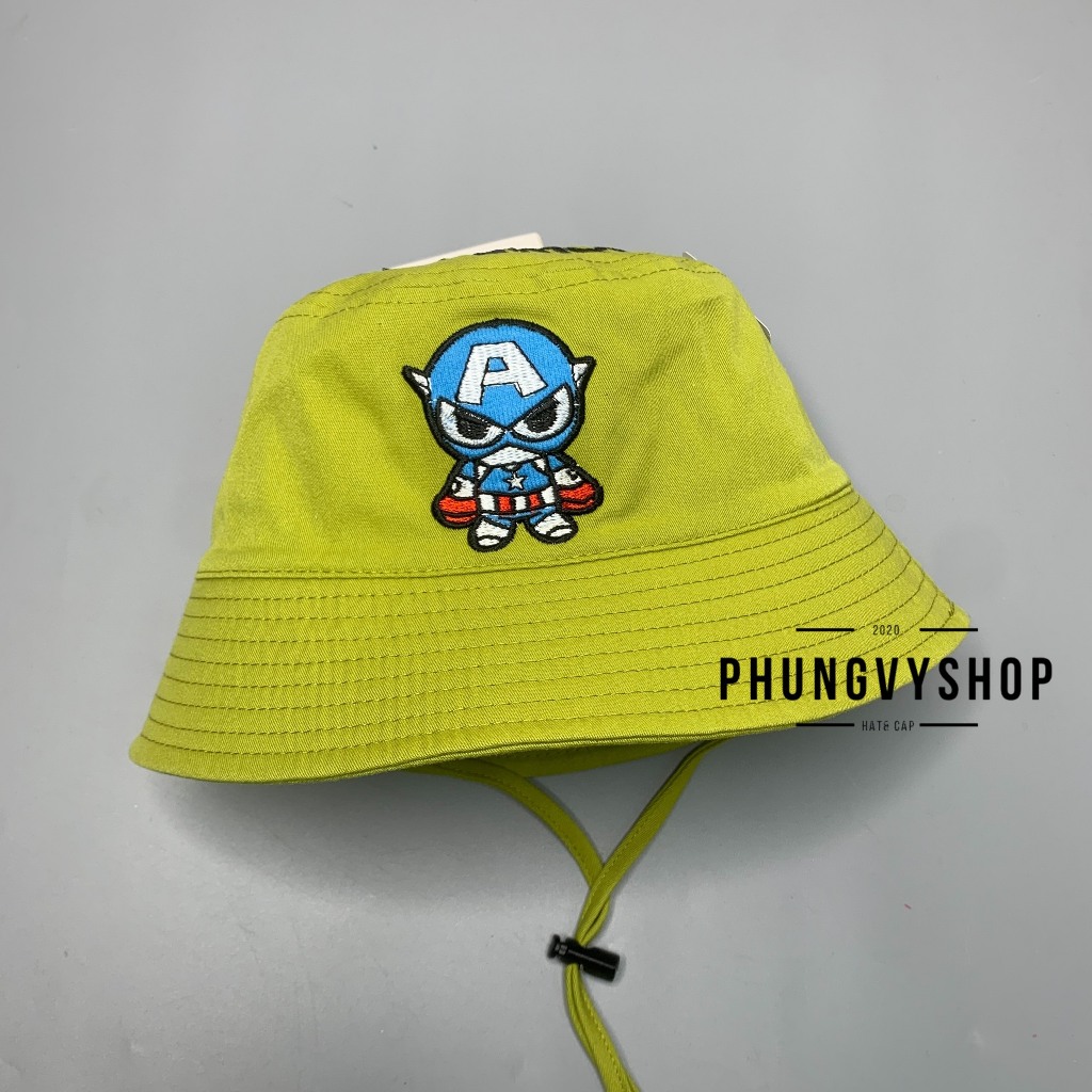(SALE)Bé 2-4 Tuổi/ Vđầu 51cm_Mũ bucket tai bèo vành dễ thương trai gái trẻ em phungvyshop-nón BO Trung Siêu nhân CAPTAIN