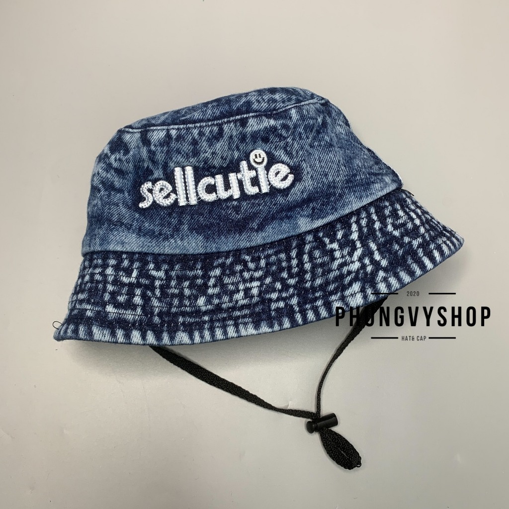 Bé Mũ denim bucket tai bèo vành trai gái trẻ em phungvyshop nón BO trug JEAN THÊU CÁC LOẠI