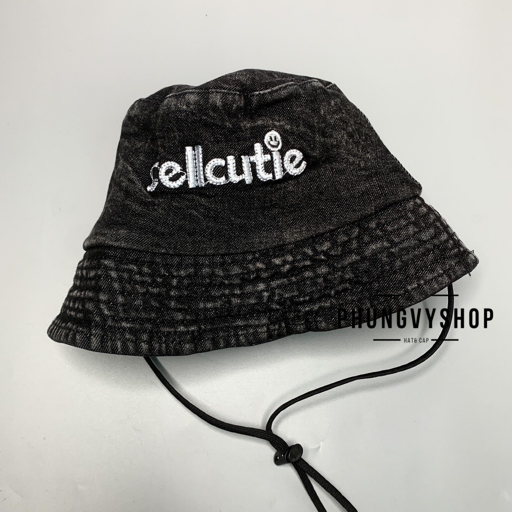 Bé Mũ denim bucket tai bèo vành trai gái trẻ em phungvyshop nón BO trug JEAN THÊU CÁC LOẠI