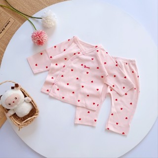 Bộ bé gái sơ sinh cài chéo cao cấp Bunny cho bé 3-10kg
