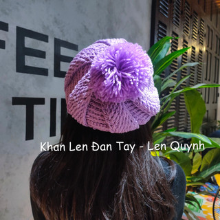 Mũ len handmade hàng móc tay cẩn thận từng mũi - Dáng mũ beret điệu đà tiểu thư - Chất len milk cotton mềm mại