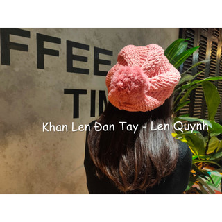 Mũ len handmade hàng móc tay cẩn thận từng mũi - Dáng mũ beret điệu đà tiểu thư - Chất len milk cotton mềm mại