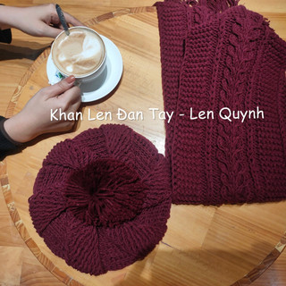 Mũ len handmade hàng móc tay cẩn thận từng mũi - Dáng mũ beret điệu đà tiểu thư - Chất len milk cotton mềm mại
