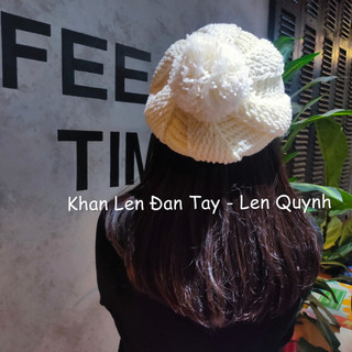 Mũ len handmade hàng móc tay cẩn thận từng mũi - Dáng mũ beret điệu đà tiểu thư - Chất len milk cotton mềm mại