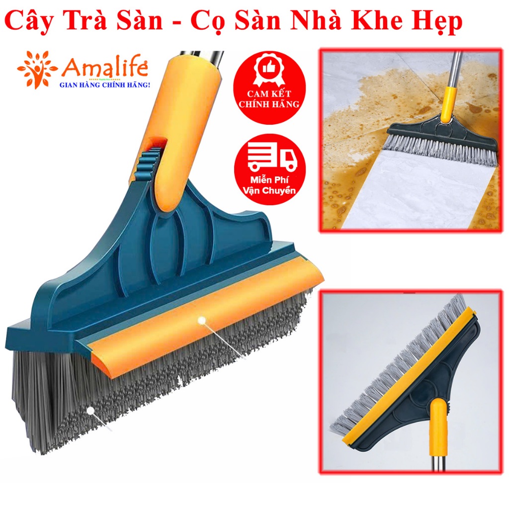Ảnh Cây Chổi Cọ Sàn Nhà Vệ Sinh Amalife Thông Minh, Bàn Chải Chà Sàn Nhà Tắm, Gạt Nước Đa Năng Cán Nhôm Cọ Khe Hẹp Góc Tường 1