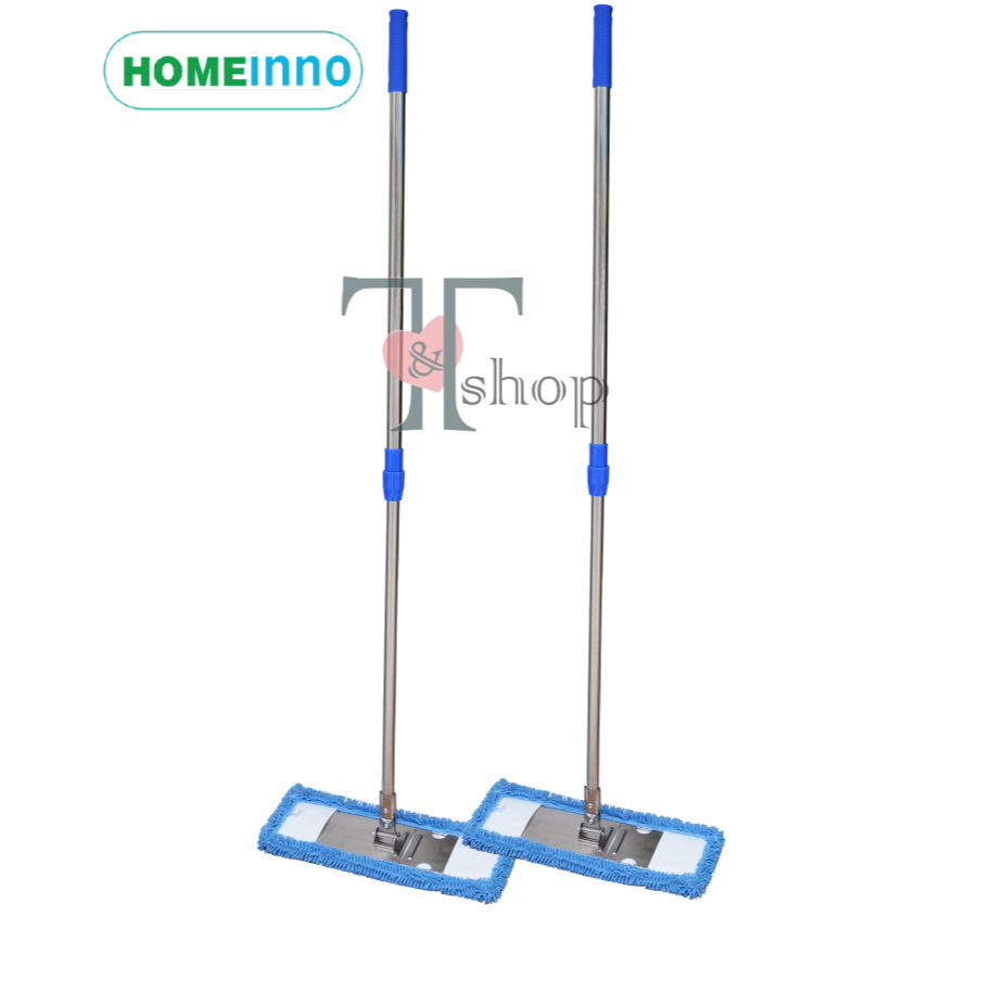 Combo 2 Cây Lau Nhà Bẹ San Hô Microfiber 45 cm Homeinno Cán Rút 85cm - 150cm