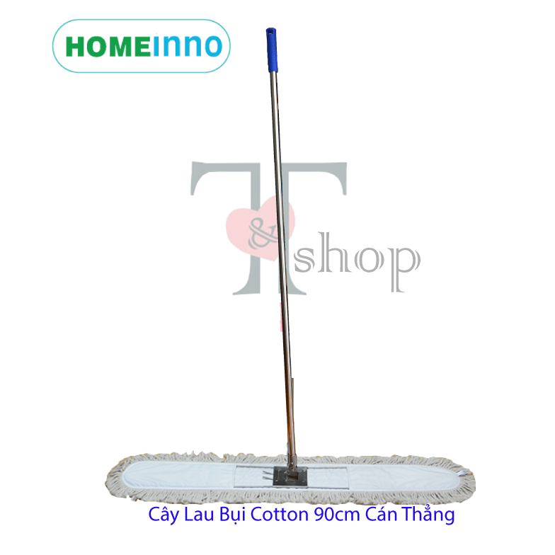 Cây Lau Nhà CÁN THẲNG Sàn Bụi, Ẩm Giẻ Cotton Bản Lau 90cm Homeinno Dài 150cm