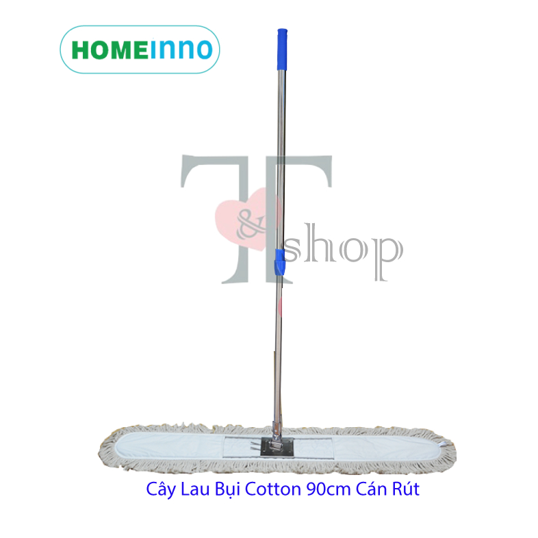 Cây Lau Nhà Bụi, Lau Ẩm Giẻ Cotton Bản Lau 90cm Homeinno Cán Rút 80-145cm
