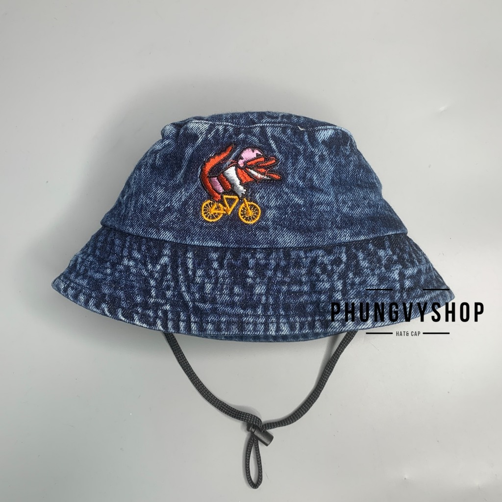 Bé Mũ denim bucket tai bèo vành trai gái trẻ em phungvyshop nón BO trug JEAN THÊU CÁC LOẠI