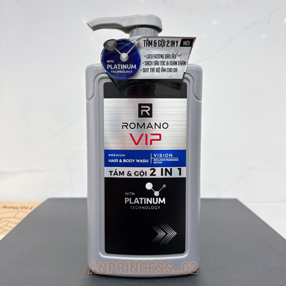 Tắm Gội Romano 2in1 Vip VISION Chai 650g ( kẻ xanh ) | Shopee Việt Nam