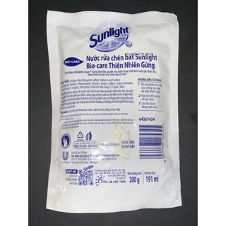 Nước rửa chén sunlight Bio-care thiên nhiên gừng túi 200g/750g