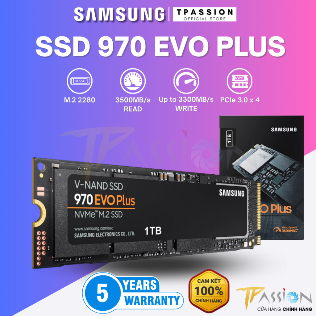 Ổ Cứng SSD Samsung 970 EVO Plus 500GB 1TB 2TB M2 2280 PCIe