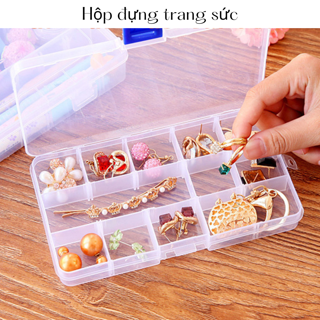 Hộp nhựa 10, 15, 24 ô hộp đựng đồ trang sức, phụ kiện