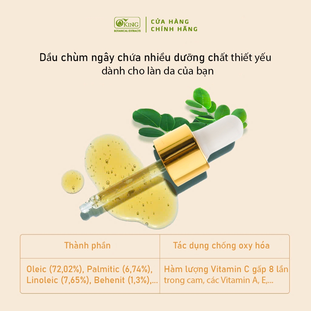 Dầu chùm ngây Oking nguyên chất 100ml dành cho da (Moringa) | Oking Việt Nam