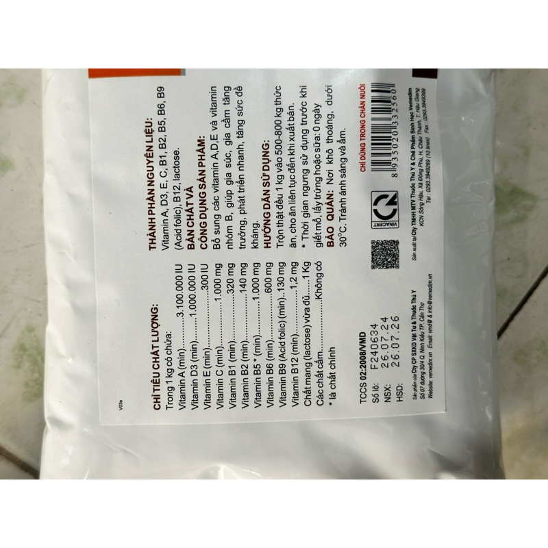 ADE bcomplex gói 1kg cho vật nuôi