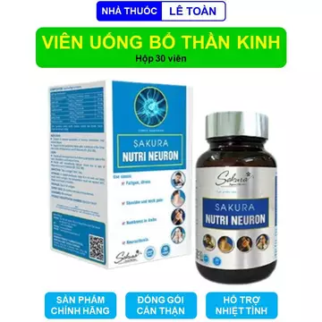 Viên uống bổ thần kinh Nutri Neuron Sakura giúp dưỡng tâm an thần giảm tê bì tay chân - Hộp 30 viên