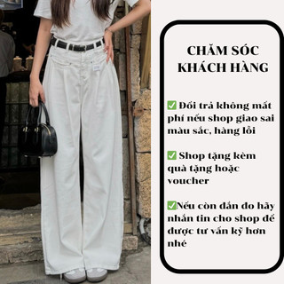 Quần jeans suông xếp ly hai cạp kép phối túi trước loại chất đẹp Jean7646