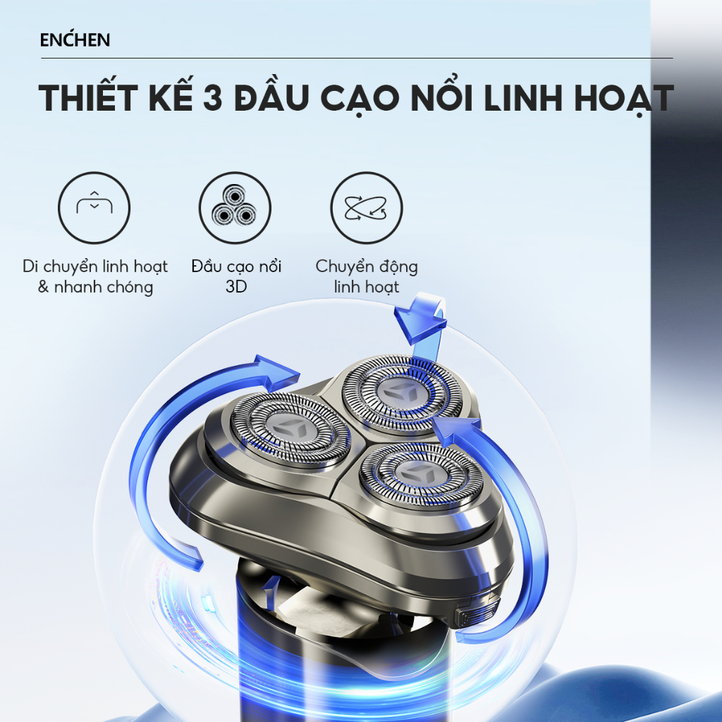 Ảnh Máy cạo râu Enchen Blackstone 6, 3 đầu cạo nổi linh hoạt, lưỡi dao tự mài - BH 6 tháng 4