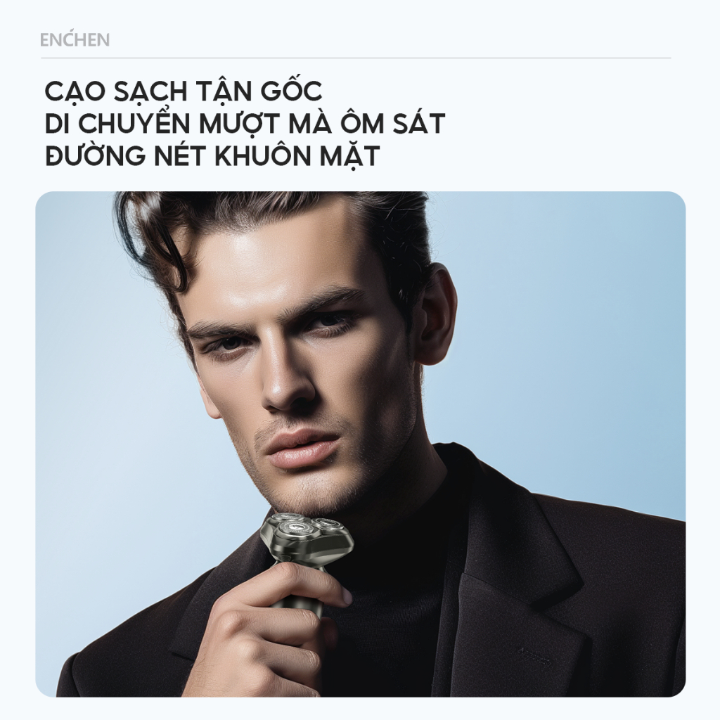 Ảnh Máy cạo râu Enchen Blackstone 6, 3 đầu cạo nổi linh hoạt, lưỡi dao tự mài - BH 6 tháng 2