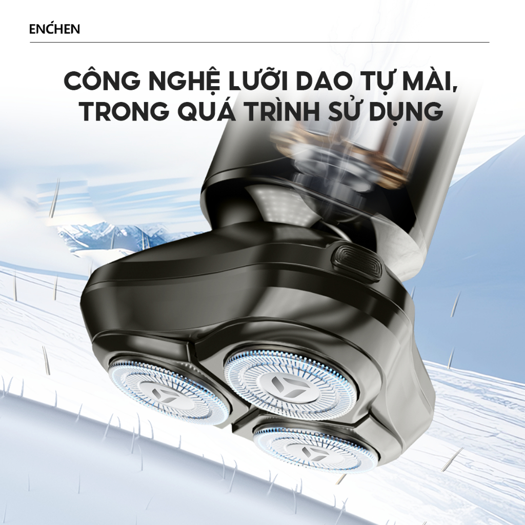 Ảnh Máy cạo râu Enchen Blackstone 6, 3 đầu cạo nổi linh hoạt, lưỡi dao tự mài - BH 6 tháng 3