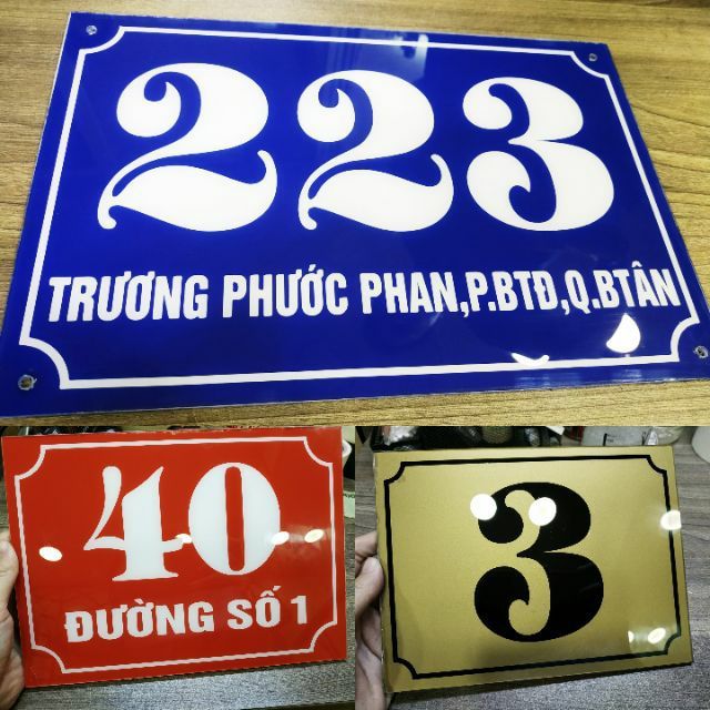 Bảng, biển số nhà - In chìm nội dung