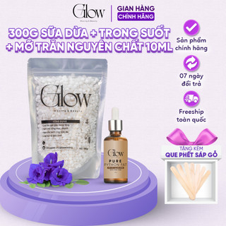 Combo 300Gr Sáp Wax Lông Sữa Dừa Mix Trong Suốt GLOW WAXING + Mỡ Trăn Nguyên Chất 100% 10ml