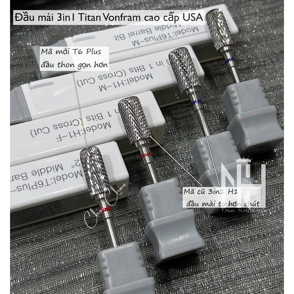 Đầu mài titan 3in1 ít bụi ,đầu mài phá, đầu mài mịn, mài móng bột, mài gel