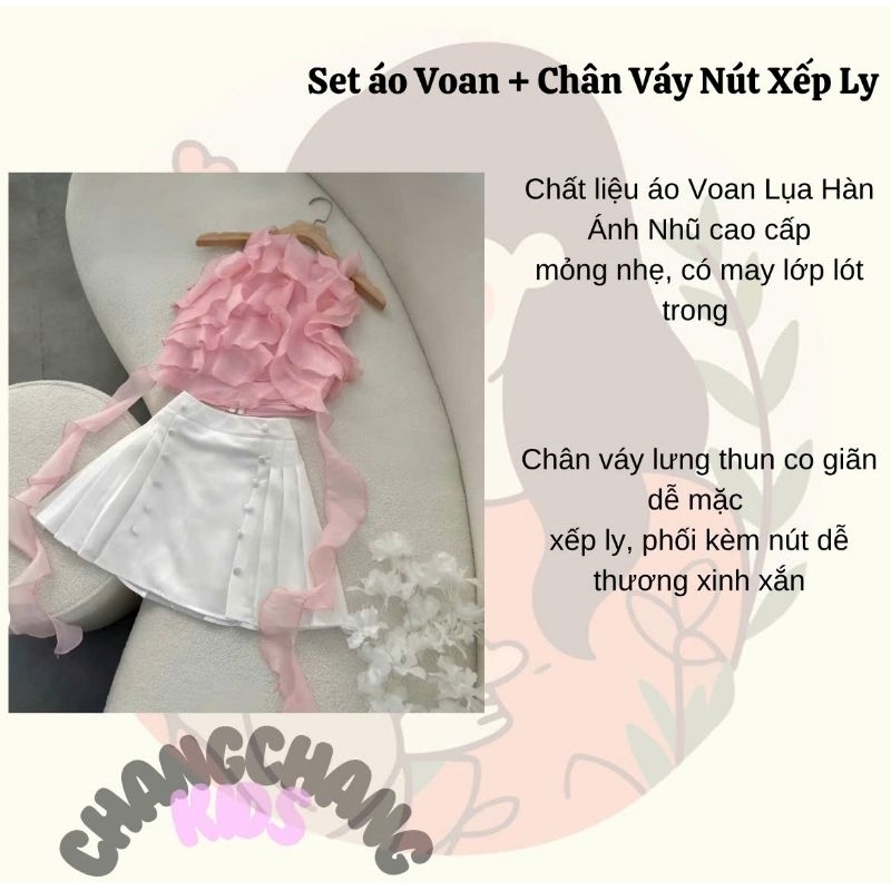 Set váy bé gái áo tầng bèo chân váy xếp li cho bé gái từ 2 tuổi đến 15 tuổi và mẹ