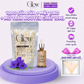 Combo 100Gr Sáp Wax Lông Sữa Dừa Mix Mật Ong GLOW WAXING + Mỡ Trăn Nguyên Chất 100% 10ml CHE TÊN