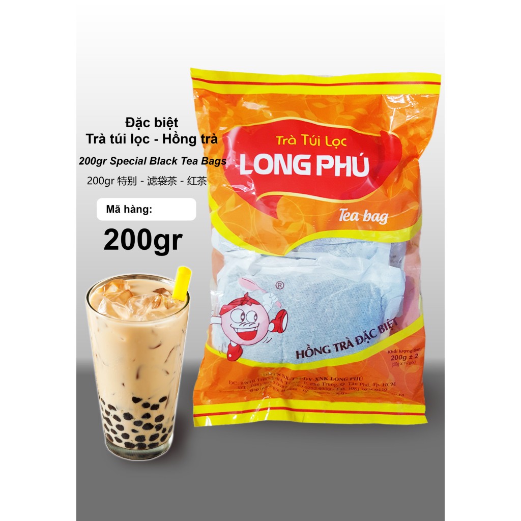 HỒNG TRÀ Túi Lọc LONG PHÚ Gói 200gr (20gr * 10 túi) - Nguyên Liệu Trà Trái Cây, Nước Trà, Chè, Tea Bag