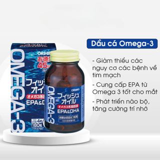 Viên Uống Dầu Cá Omega 3 Hỗ Trợ Tim Mạch Orihiro Hộp 180 Viên