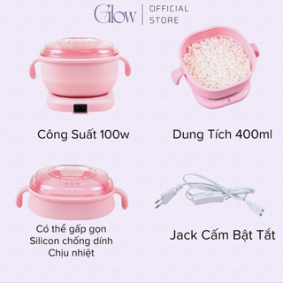Combo Nồi Nấu Sáp Wax Lông Silicone Chống Dính + 100gr Sáp Dừa Siêu Bám Lông Tặng Que CHE TÊN 1092