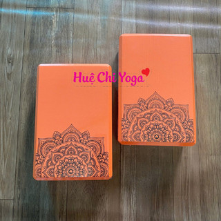 Combo 2 gạch cam in hoa văn 220g, 1 dây cotton họa tiết 1,83m hỗ trợ tập Yoga