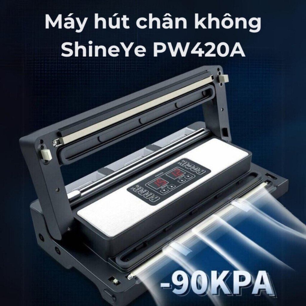 Máy hút chân không Shineye PW420A không kén túi - Lực hút mạnh, 2 vòi hút, đường hàn 42cm, hút được tất cả các loại túi