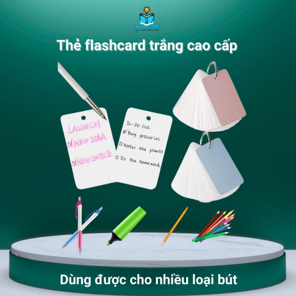 Ảnh Thẻ flashcard trắng CAO CẤP siêu dày tặng bìa 4D kèm khoen - Tiện Lợi, Nhỏ Gọn và Đa Dạng Màu Sắc 3